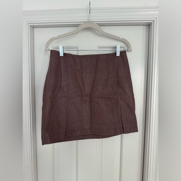 Free People Modern Femme Mauve Vegan Suede Mini Skirt - Picture 3 of 7